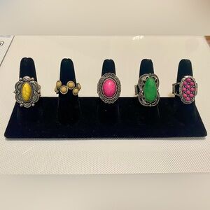 Paparazzi Silver Rings with Yellow, Pink, and Green Stones